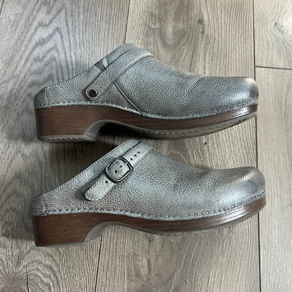Dansko Berry Clog Gray Silver Slip On Mule Leather Womens EUR 39 US 8.5-9 - Picture 5 of 10